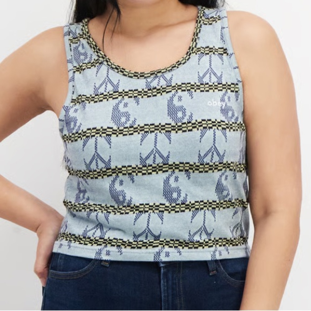 Obey Blue and Gray Patterned Top